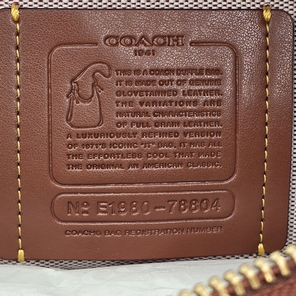 💥NWT💥Coach Glovetanned Leather Archive Duffle 20, Saddle - Picture 8 of 16